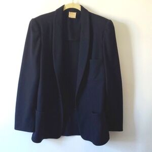 Vintage Women's 100% Wool Blazer, Navy